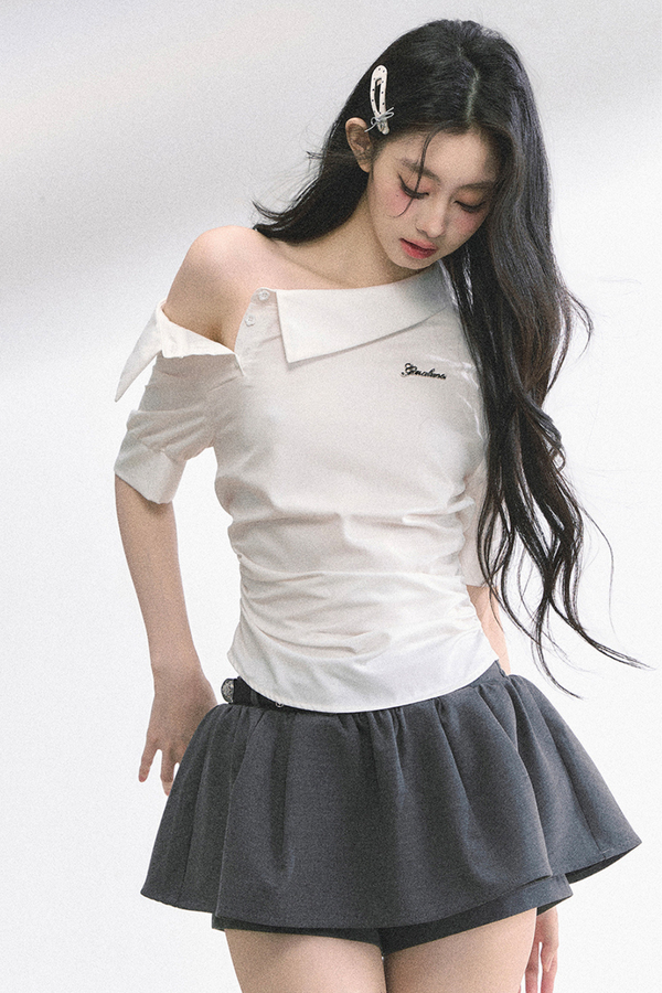 Bag Ribbon One Shoulder Tops