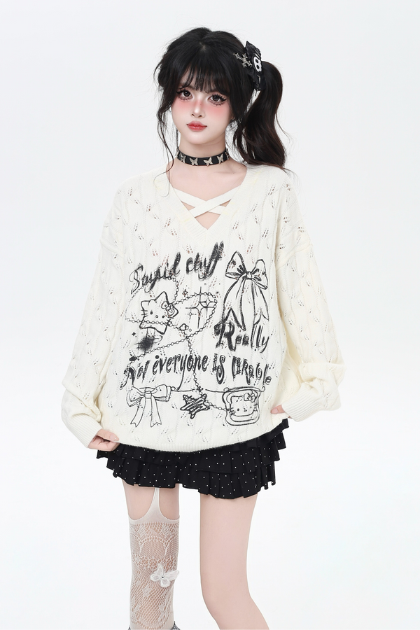 クロスストラップオーバールーズトップス