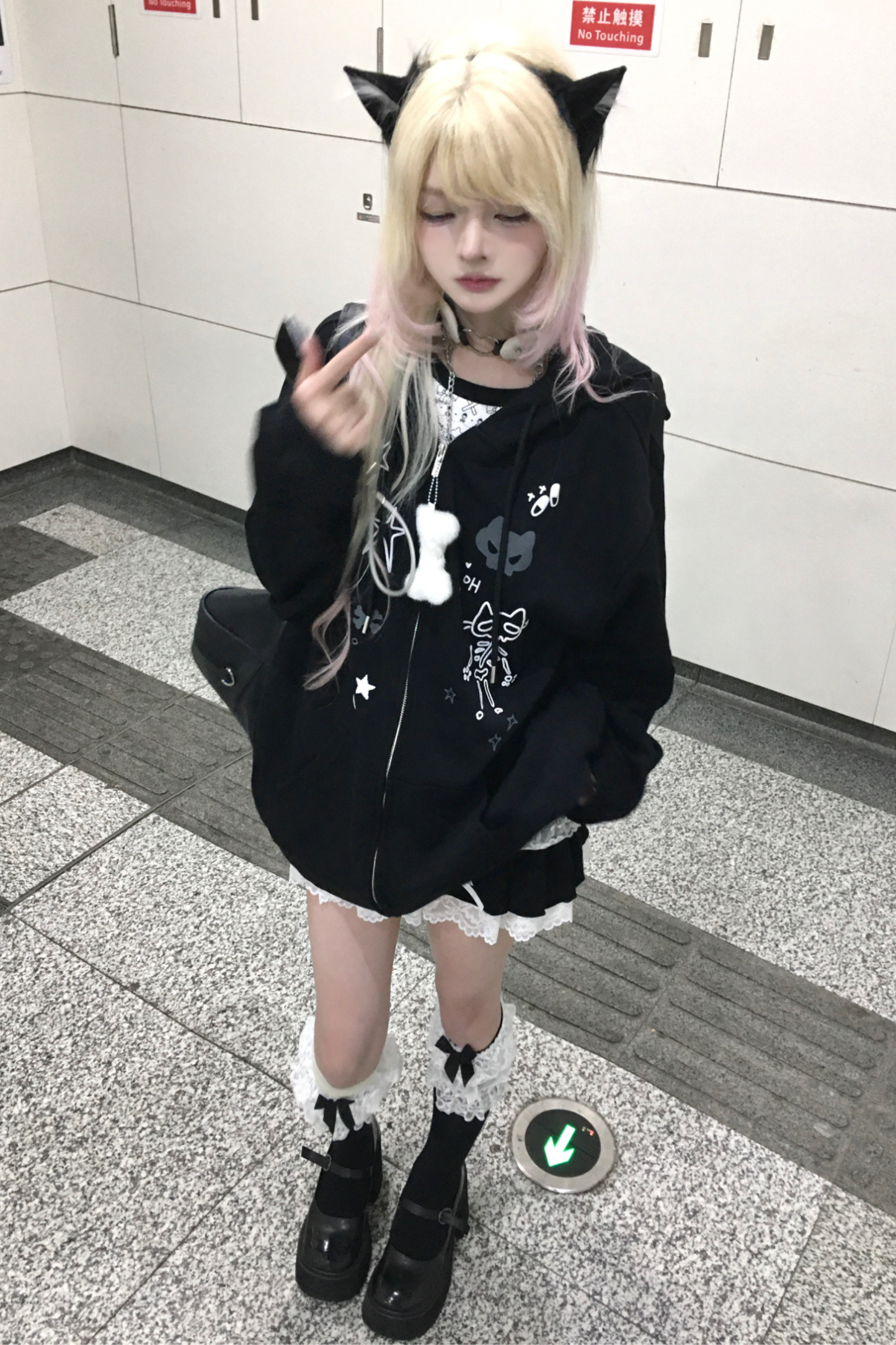 猫耳サブカルルーズパーカー