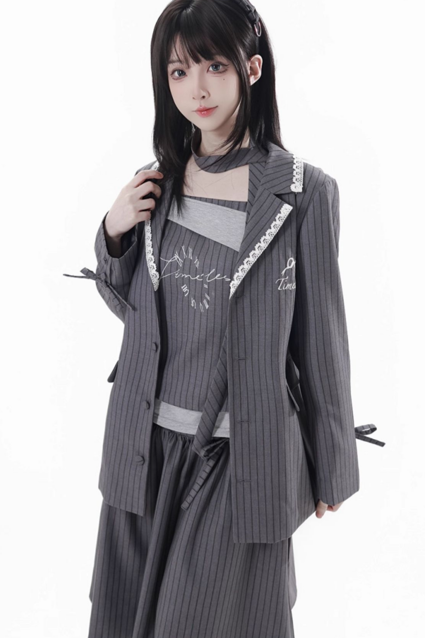 モードアカデミージャケット+アシメトップス+キャミソール+スカート+スカーフ