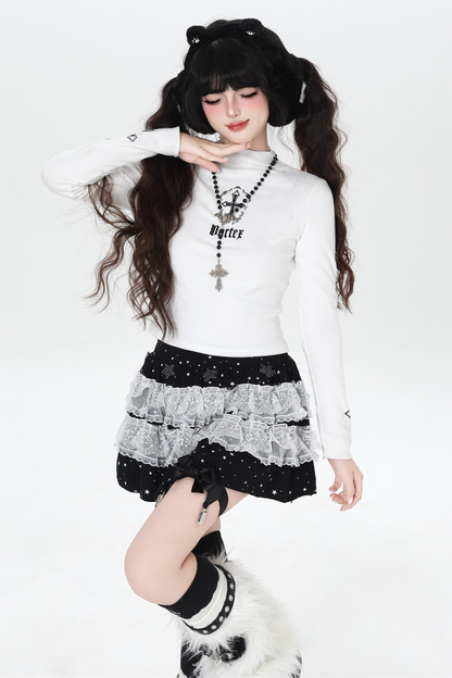 クロススリムタートルネックトップス