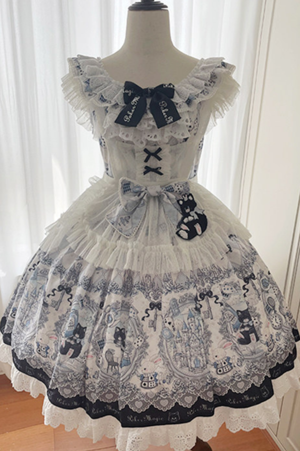 Rabbit Hole Alice Lolita Dress + JSK + Cat Hairband + Headband + Hat + Clip + Bonnet