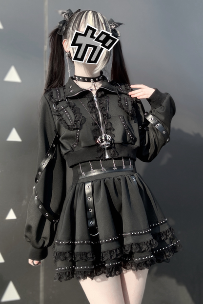 ダークサブカルスポーティジャケット+スカート