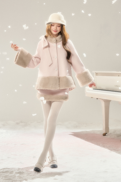 Sugar Latte Fur Coat + Fur Skirt