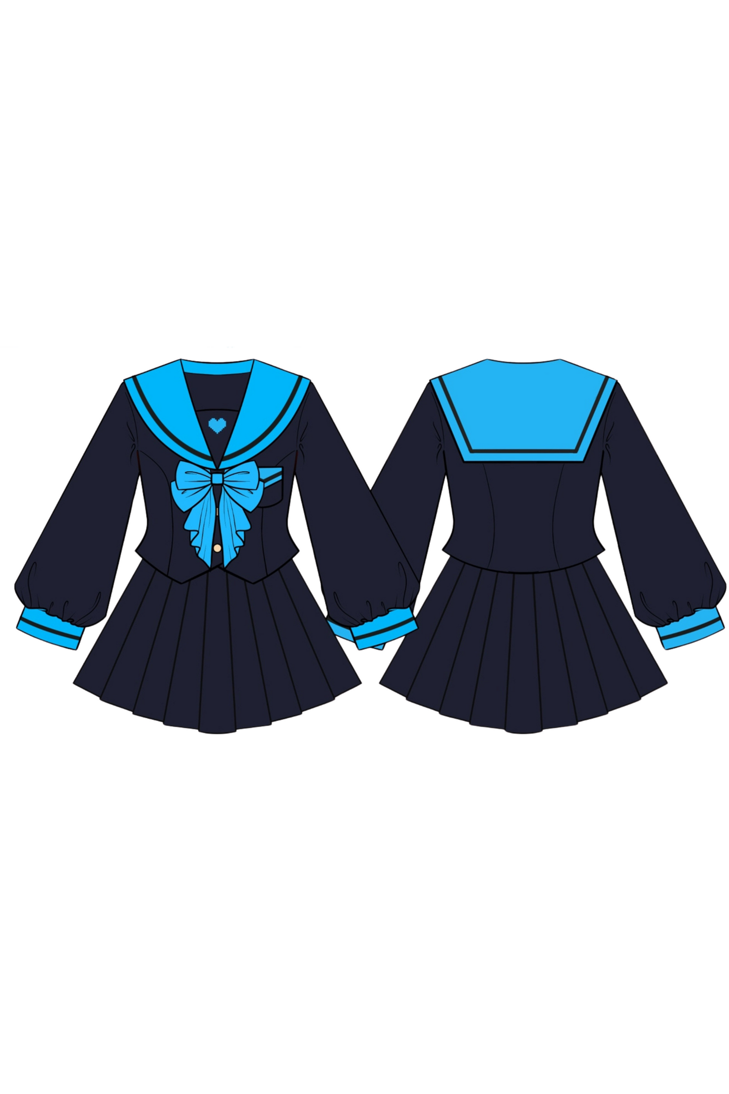 アニメーションヒロインセーラートップス＋プリーツスカート＋レッグカバー