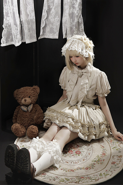 Antike florale Lolita Oberteile + Trägerrock
