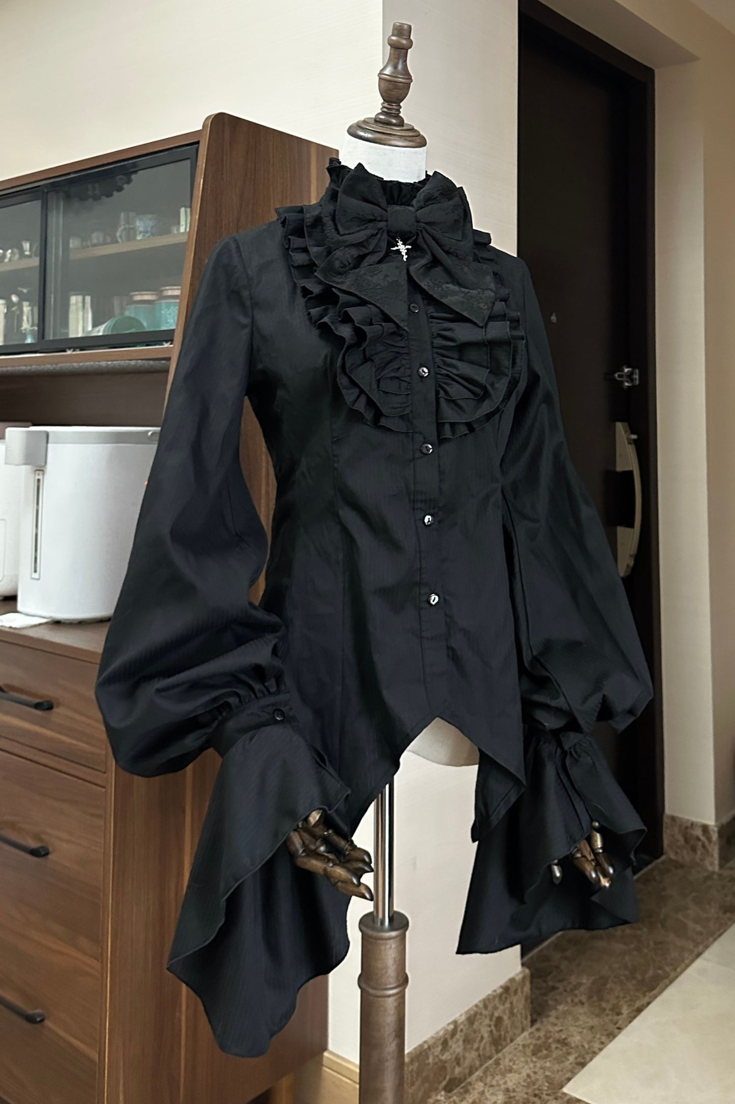 ゴシックロリータケープ+シャツ+スカート+リボン+ボンネット