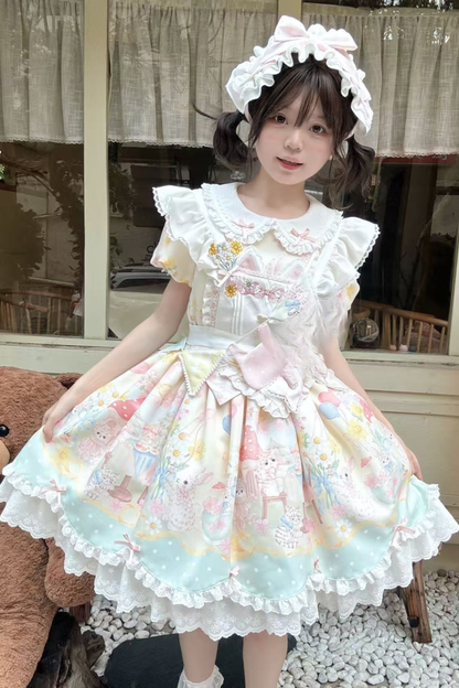 Pastel Angel Doll Lolita Dress + Headband + Ribbon