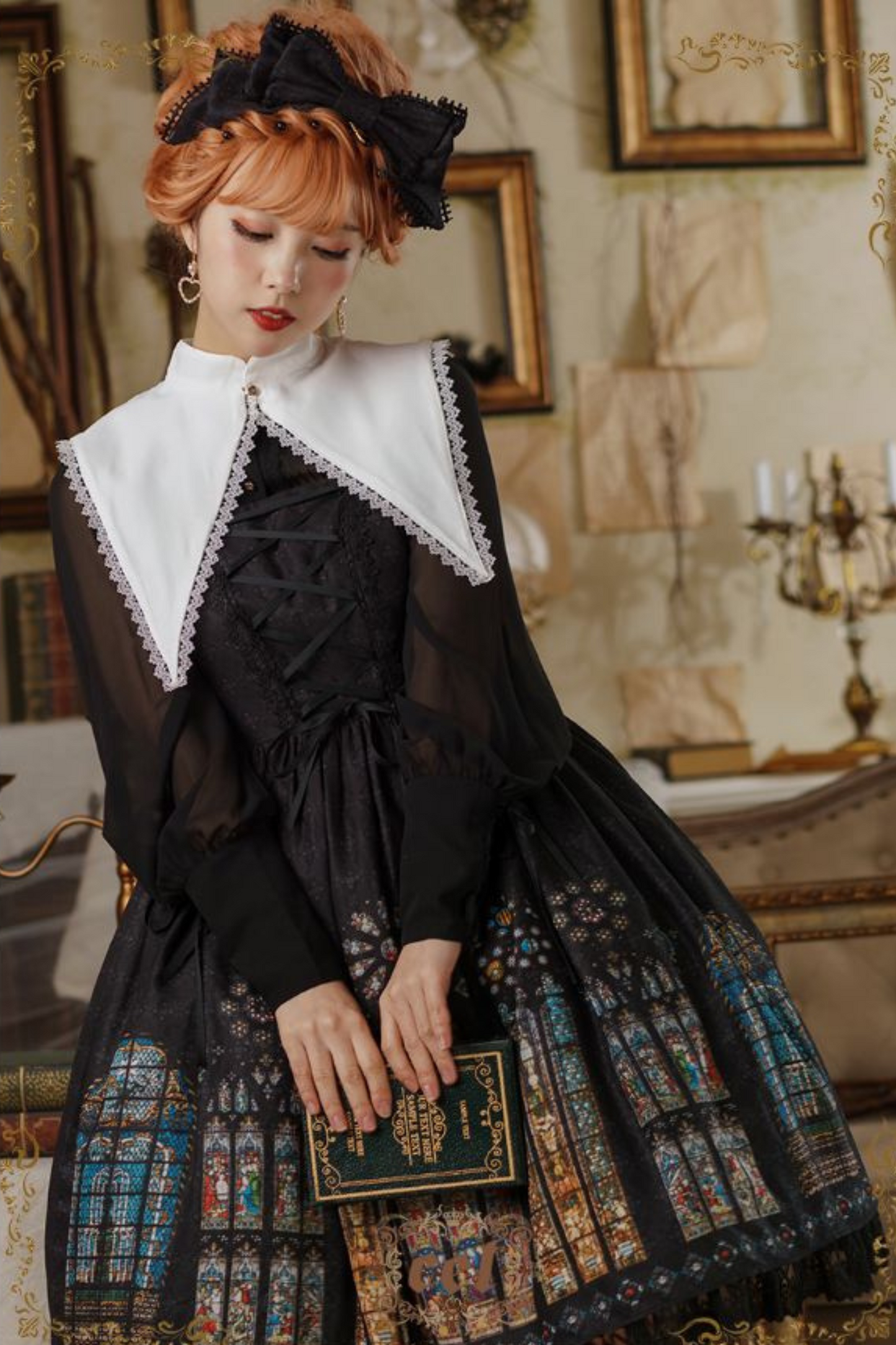 ウィンドウシックレトロドールロリータドレス