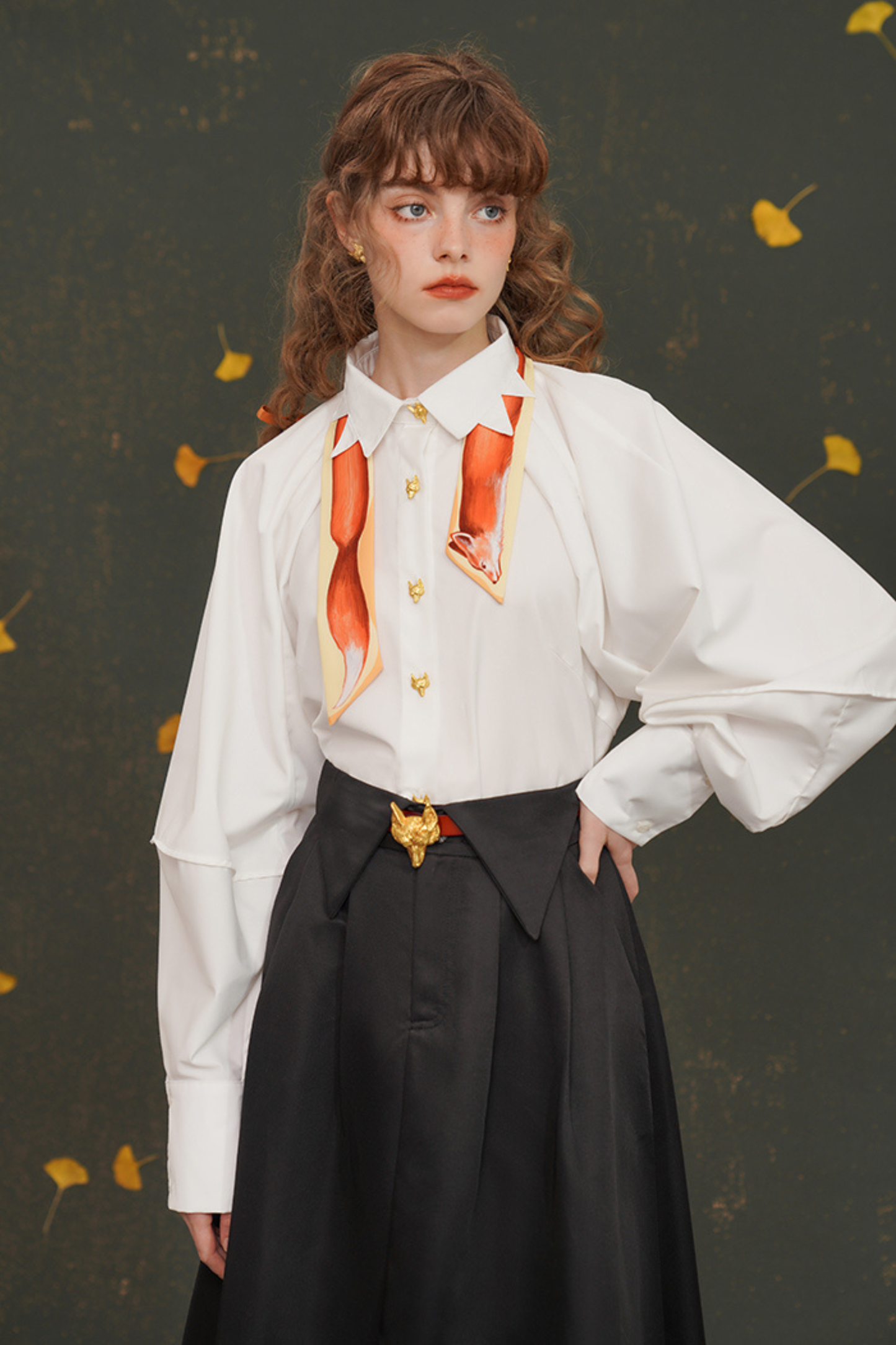 Fox Narrow Silk Scarf