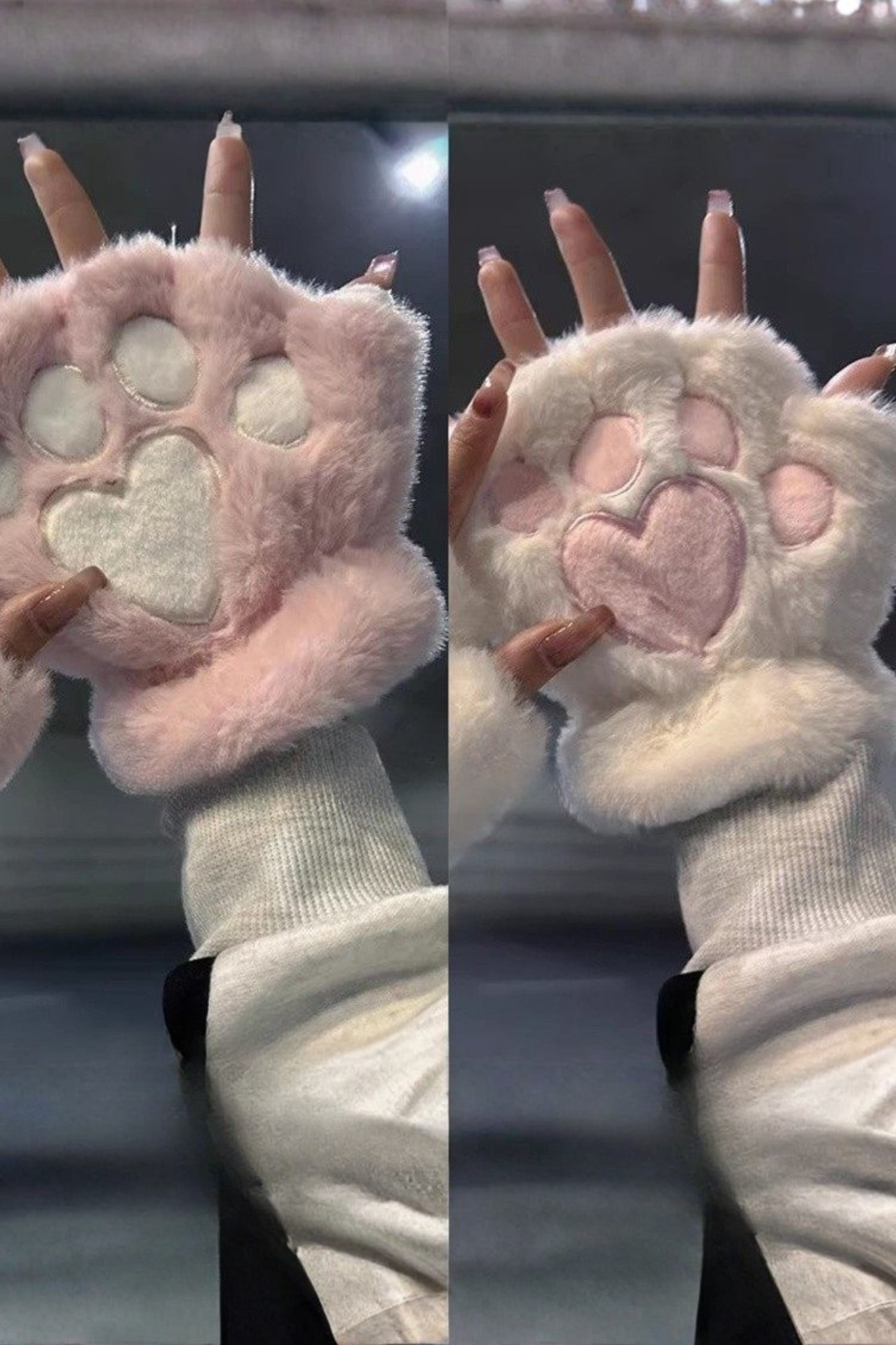 プラッシュハートハーフフィンガーグローブ