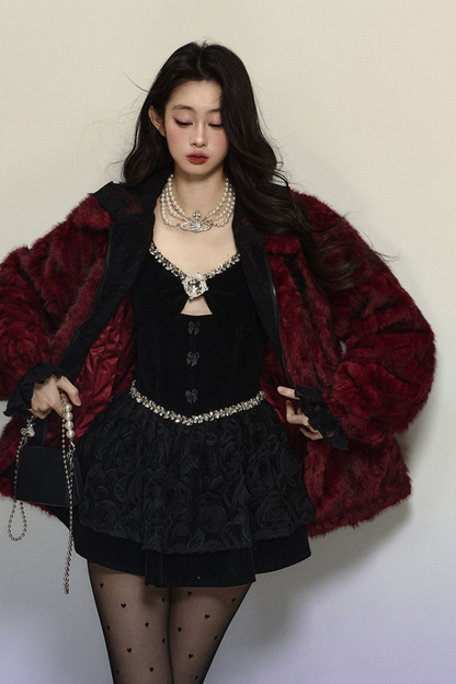 Dark Red Fur Coat