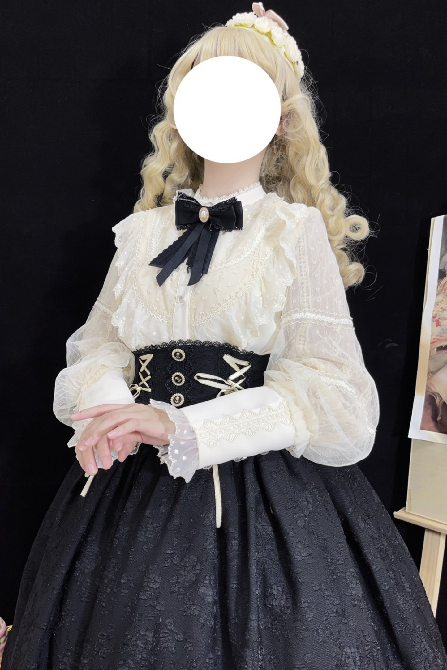 Stand collar retro girly blouse