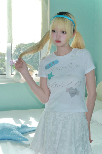 ショルダースリムドリームガールY2KTシャツ