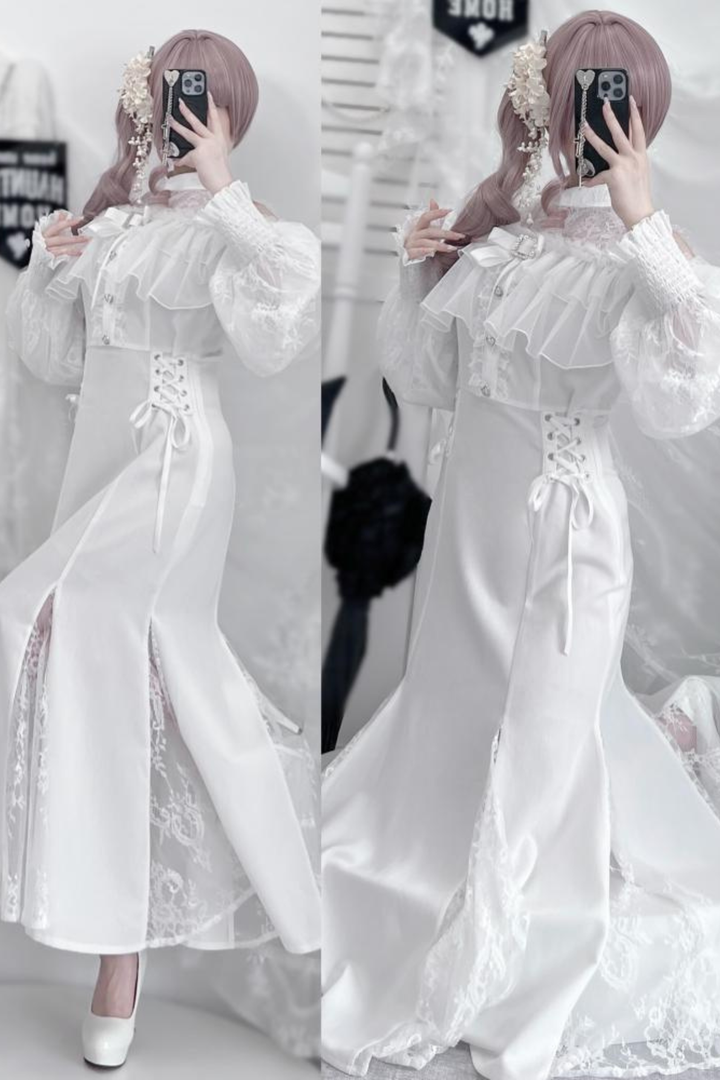 マーメイドロングガーゼスカートドレス