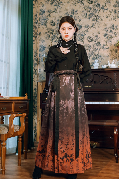 Metal button stand collar shirt