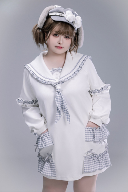 Plaid Sailor Loose Top