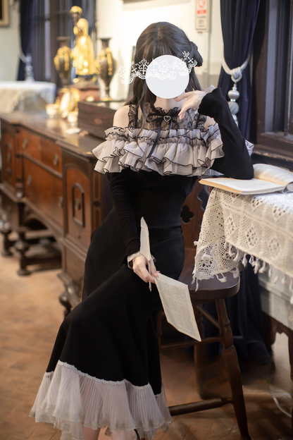 Voluminous Ruffled Off-the-shoulder Edge Fishtail Dress