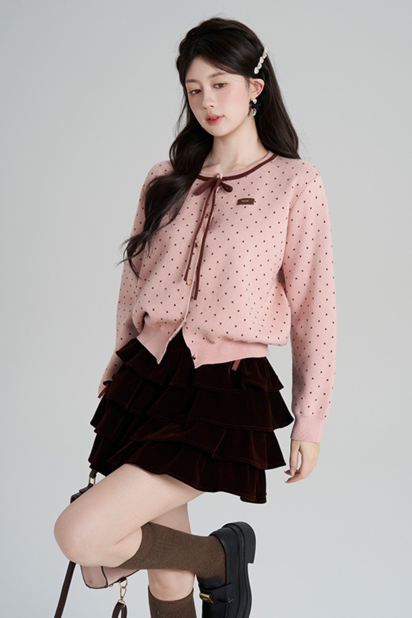 ドットフレンチニットカーディガン