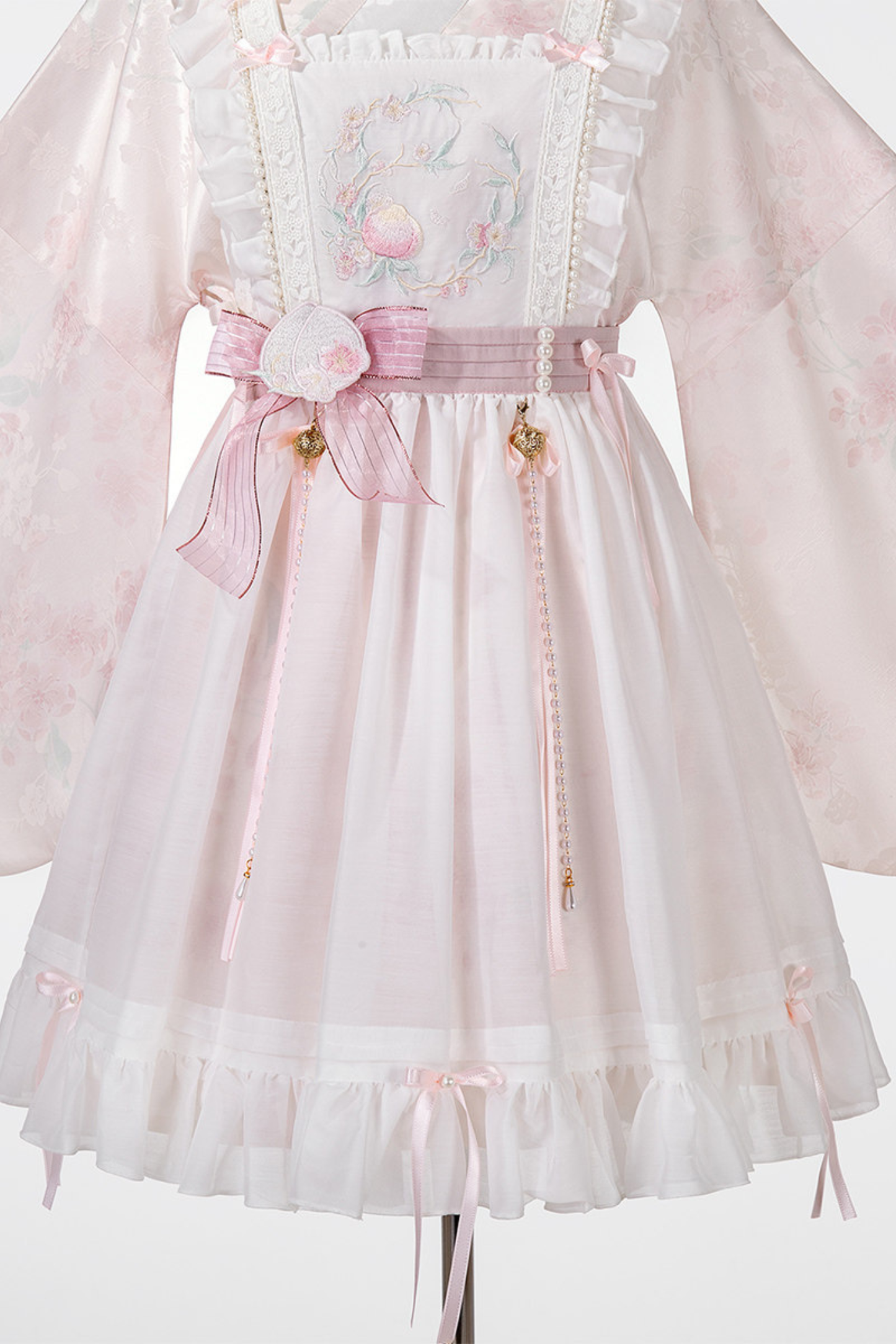 レトロホワイトピーチペチドレスセット