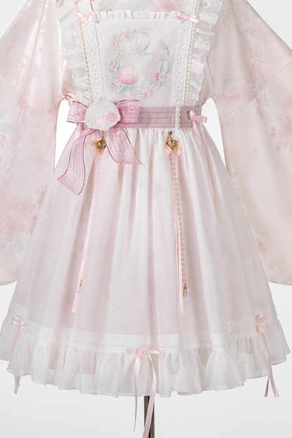 レトロホワイトピーチペチドレスセット