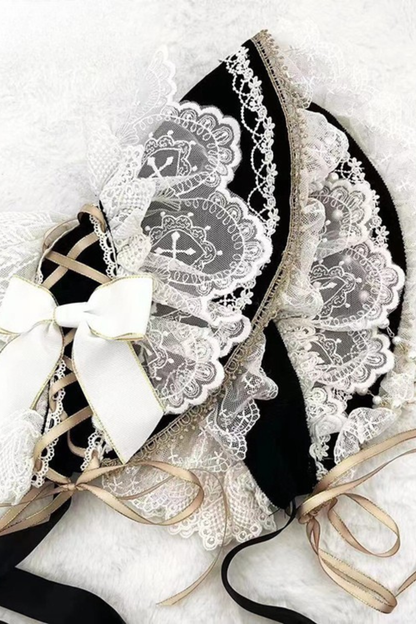 Gothic Doll Lace Jumperskirt + Bonnet + Shawl