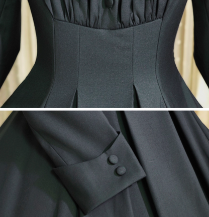 【12月9日予約締切】エレガントロングスリーブフリルリボンドレス