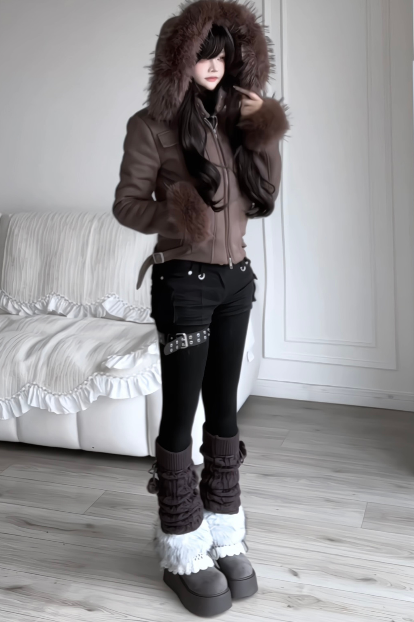 Y2K Fur Hooded Jacket