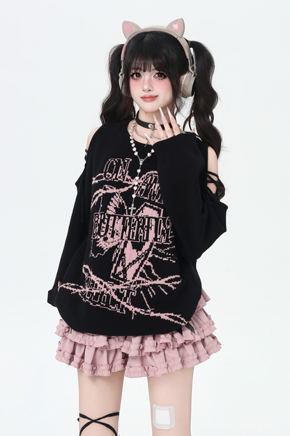 サブカルチャーロックガールルーズトップス