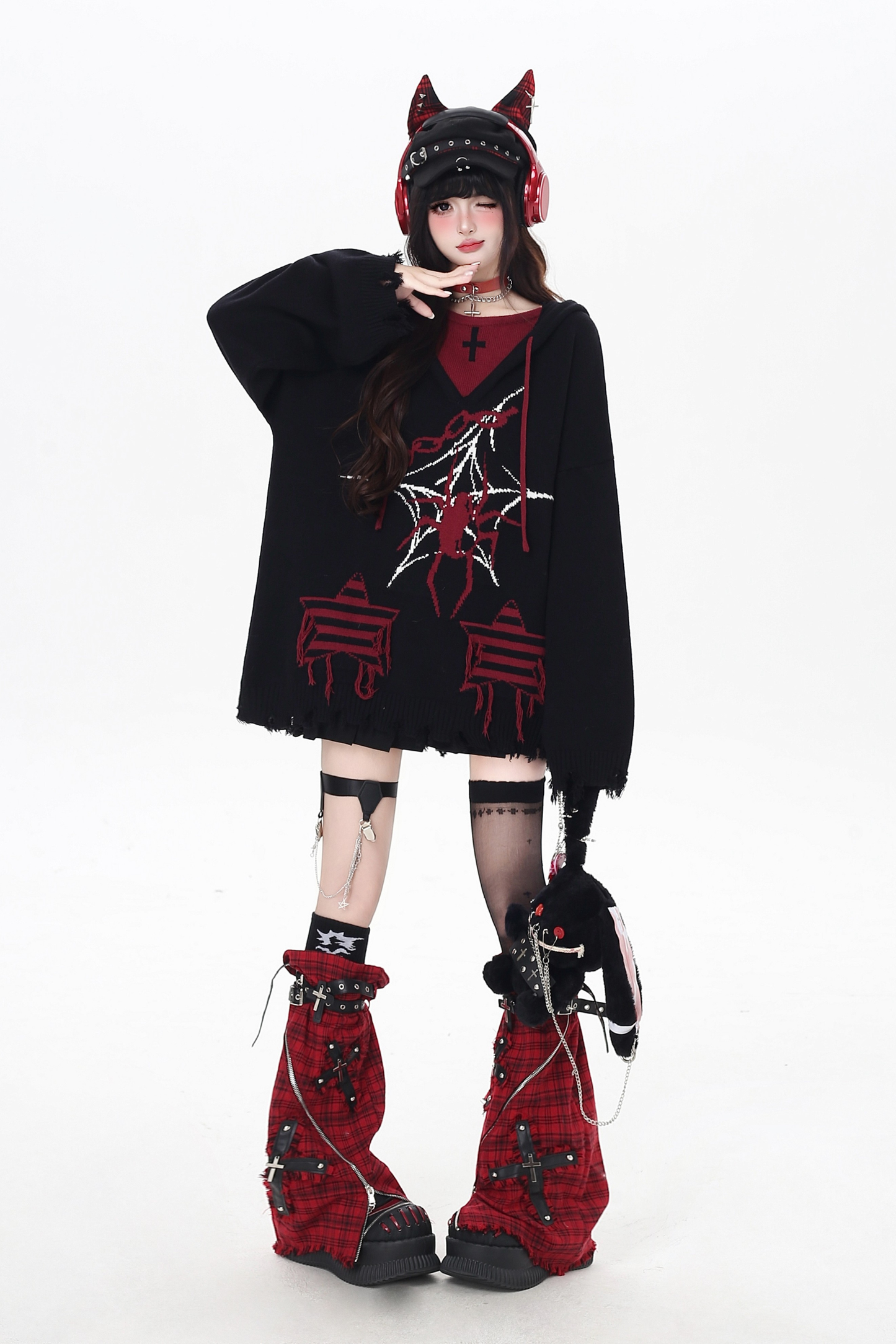 Subculture Faux Tooloos Hooded Tops