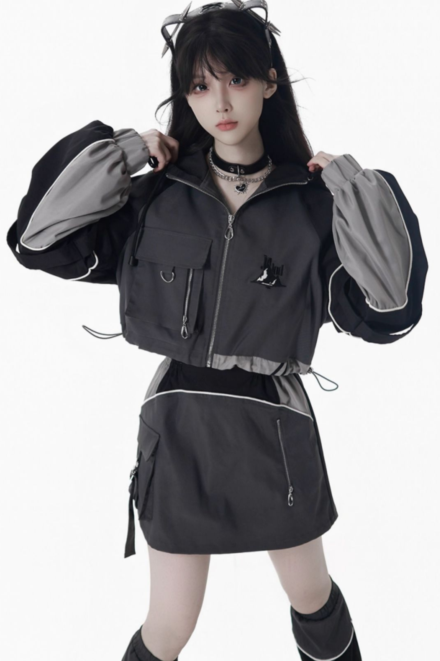 モードダークジャケット+ロングパンツ+スカート+レッグウォーマー