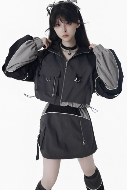 モードダークジャケット+ロングパンツ+スカート+レッグウォーマー