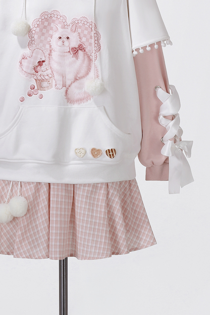 スイートキャットフードトップス+スカート+レッグウォーマー