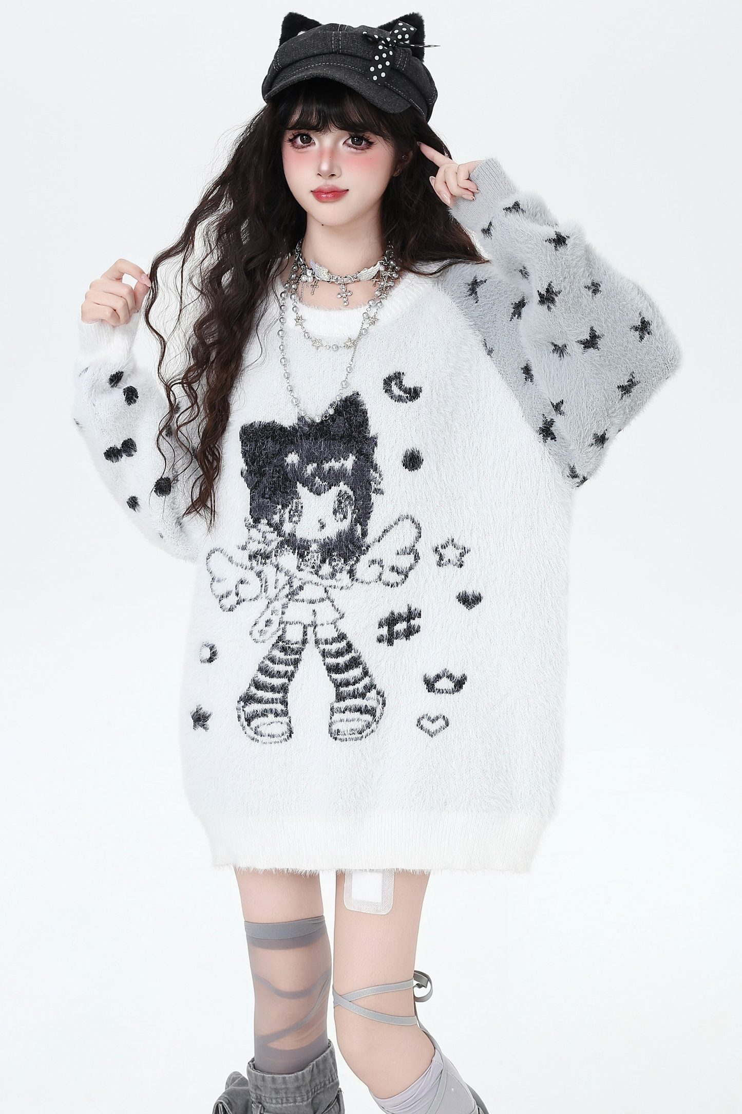 エンジェルバイカラールーズオーバーセーター