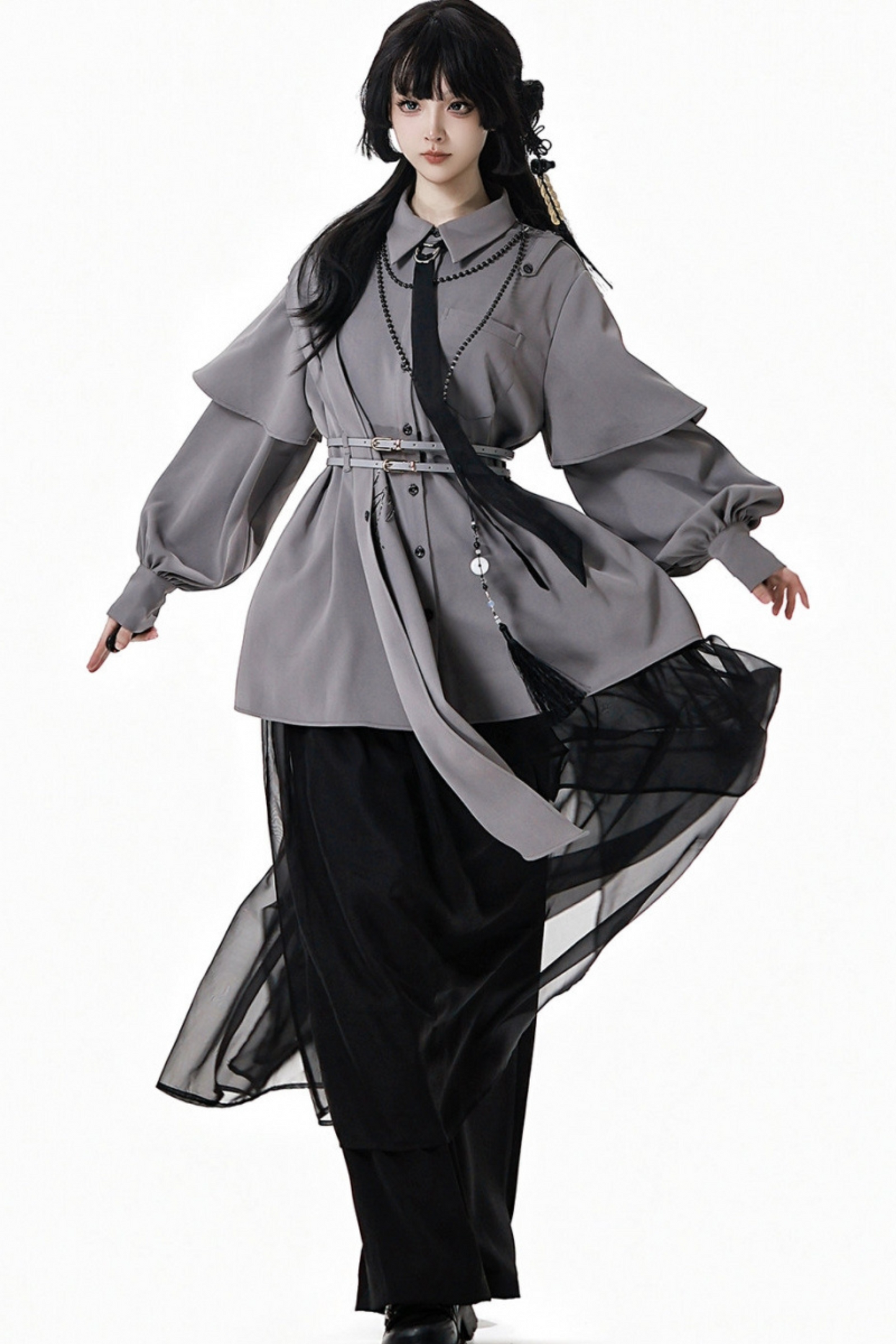 China Top + Chiffon Pants + Corset