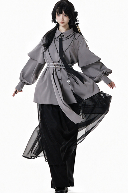 China Top + Chiffon Pants + Corset