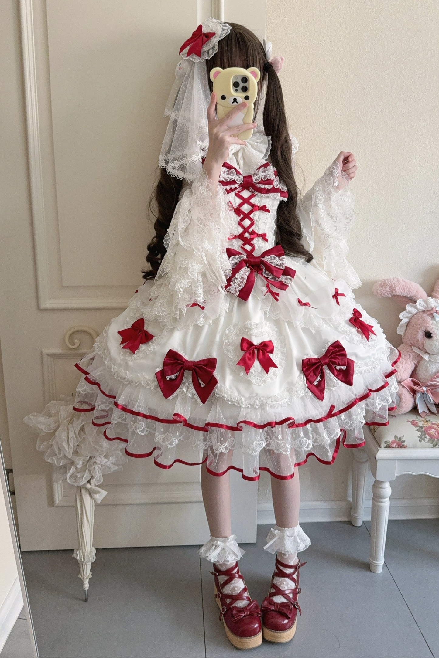 Sweetheart Lolita Dress + Ribbon + Veil