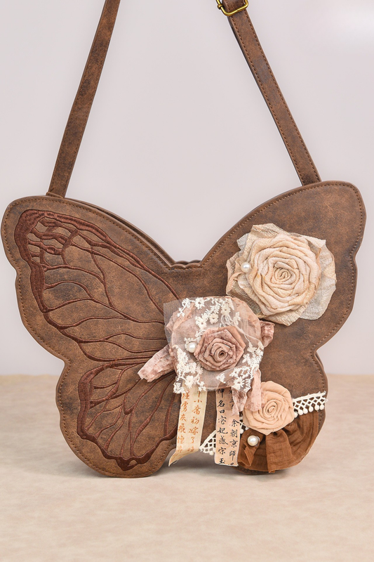 レトロブラウンバタフライワンショルダーバッグ