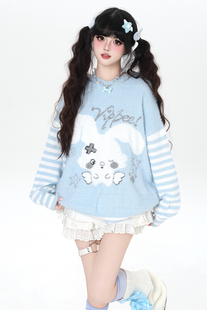 バニーボーダーフードニット