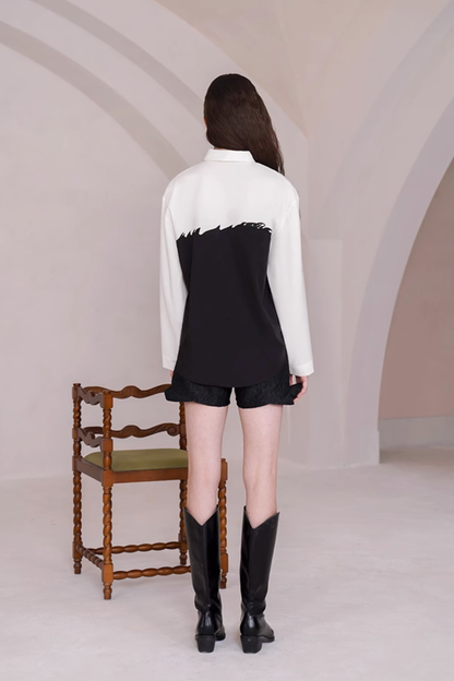 Cat contrast stitch shirt