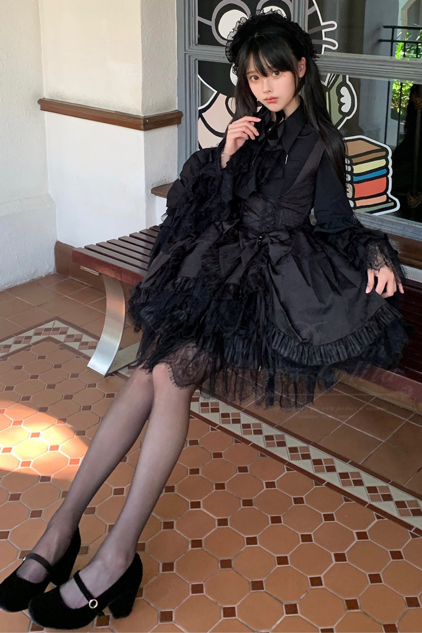 ゴシックバードロリータジャンパースカート+パンプキンパンツスカート+カーテンスカート