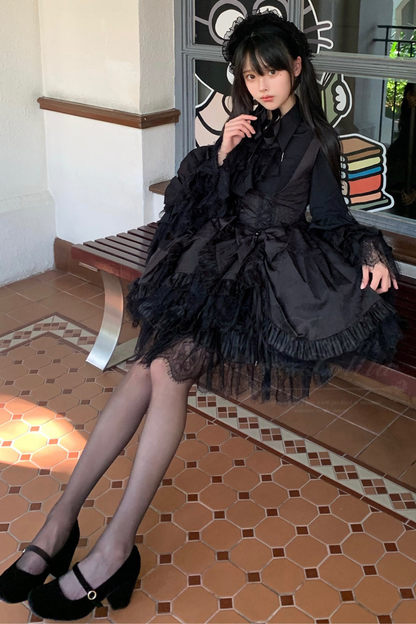 ゴシックバードロリータジャンパースカート+パンプキンパンツスカート+カーテンスカート