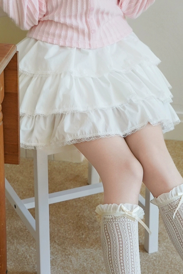 Loose Lantern Sleeve Knit Top + Long Skirt + Short Skirt