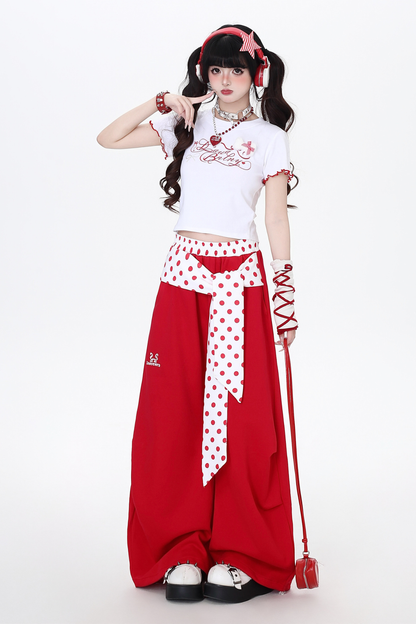 レターリボンスリムピチTシャツ