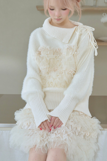 ローズメッシュレイヤードスカート