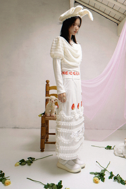 ストロベリーケーキプリントスカート