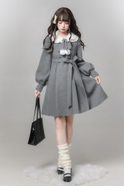 スイートフレアコート+スカート+シャツ+ベレー帽