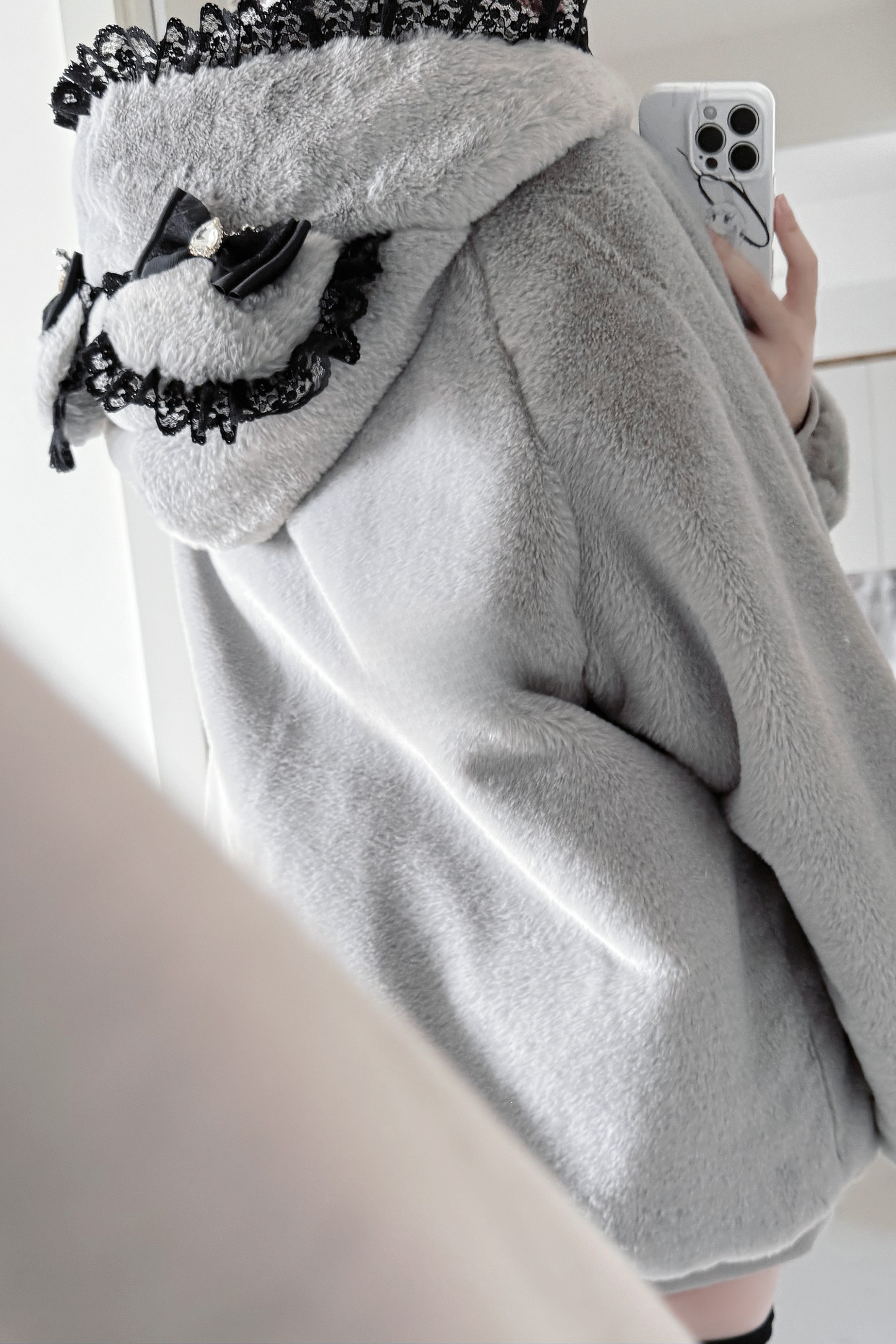 Snow Mouse Lace Fur Coat