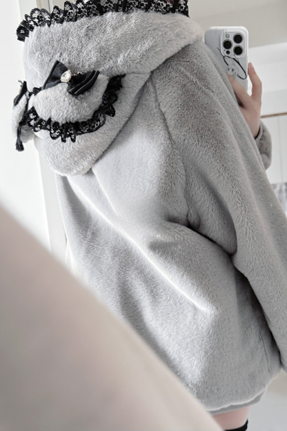 Snow Mouse Lace Fur Coat