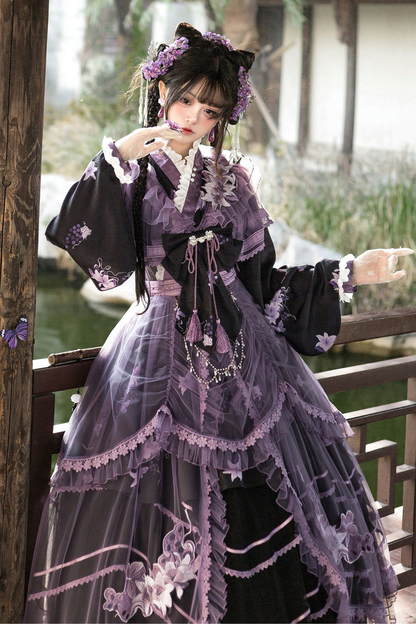 ダークチャイナクロスカラードレス+オーバードレス+スカート